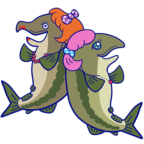 ケイコ、シャケ美（シャケ男）のキャラクター画像